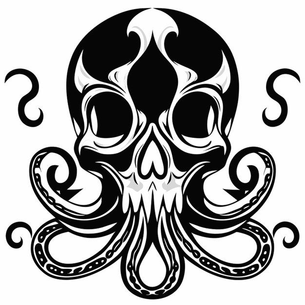 octopus skull vector illustration
