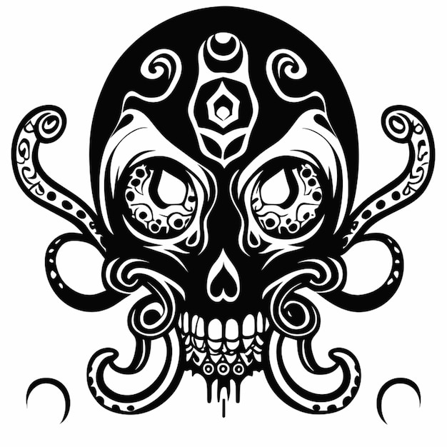 octopus skull vector illustration