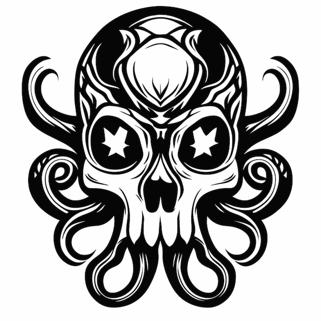 octopus skull vector illustration