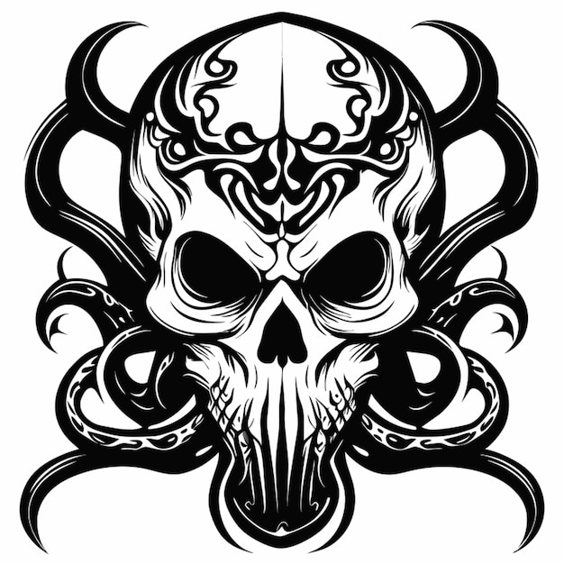 octopus skull vector illustration