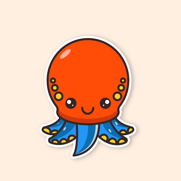 Vector octopus sticker illustration