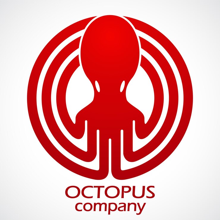 Vector octopus styliyed design branding circle logo