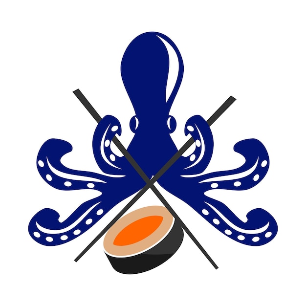 Octopus sushi restaurant logo pictogram illustratie merkidentiteit