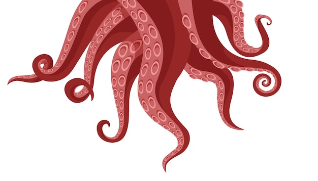 Vettore sfondo del tentacolo di polpo cartoon calamari e seppie ricci armi creepy mostro vettoriale e illustrazione di frutti di mare