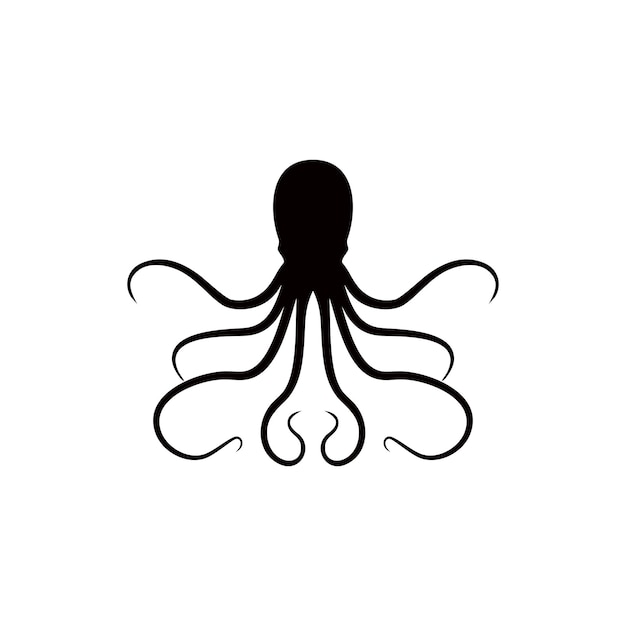 Octopus tentacle silhouette wild animal underwater logo design