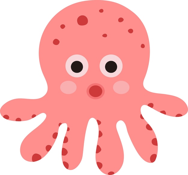 Octopus tropical underwater cartoon funny colorful illustration graphic element art card