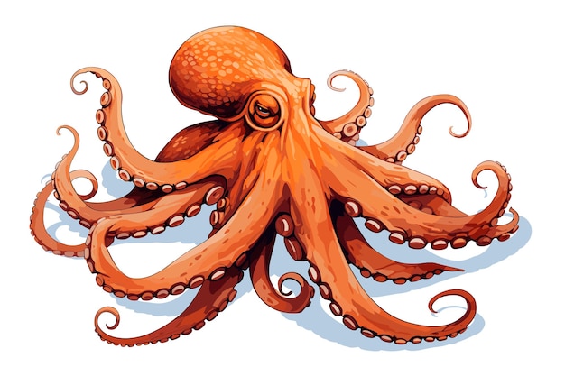 octopus vector art still life painting flat illustration