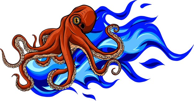 Vector octopus vector illustration of colored octopus