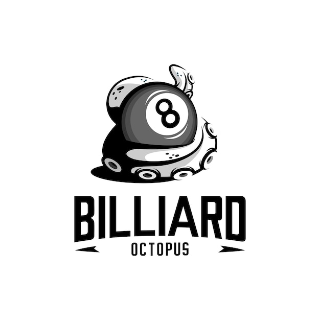 Octopus verpakt biljartbal vector design café-logo