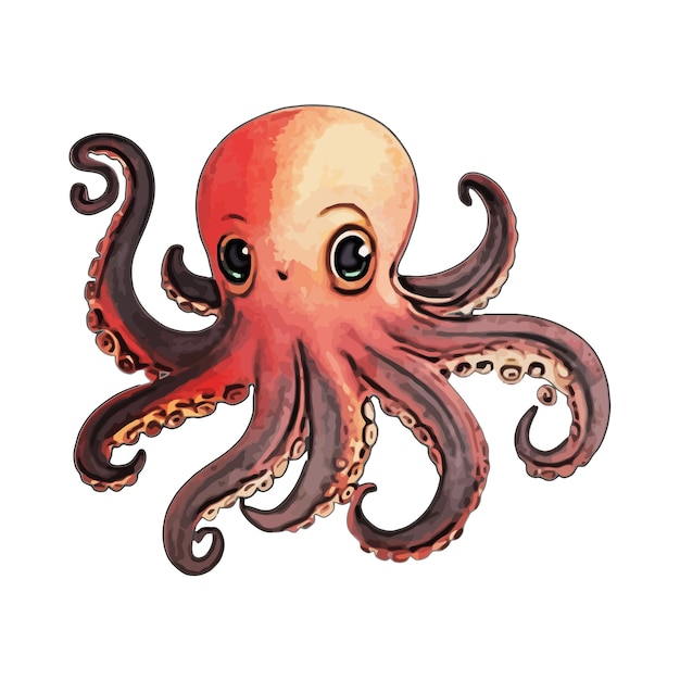 Octopus watercolor vector illustration