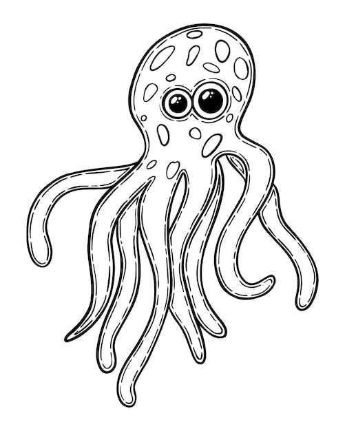 Octopus with spots and eyes cartoon doodle linear