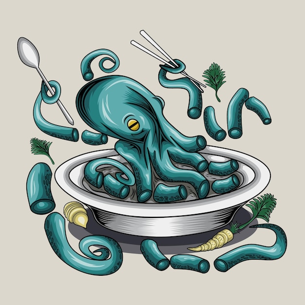 Octopus zee dierlijk voedsel illustratie