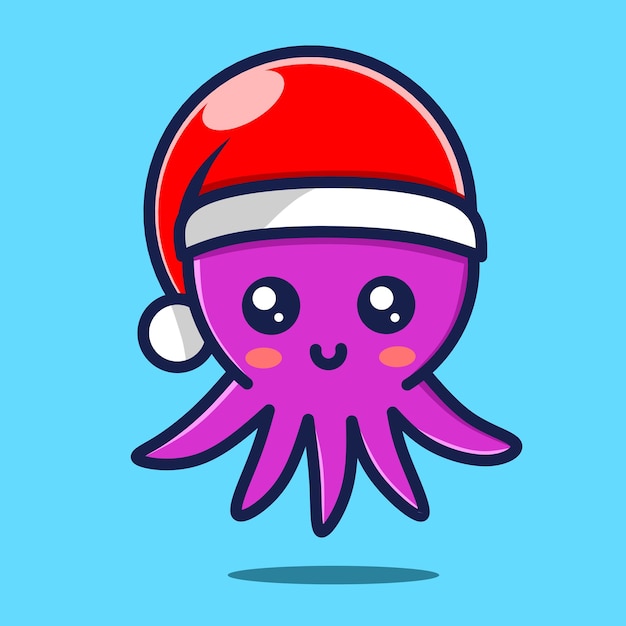 Octopuskarakter met kerstmuts