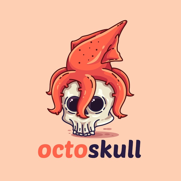 Vector octoskull logo sjabloon