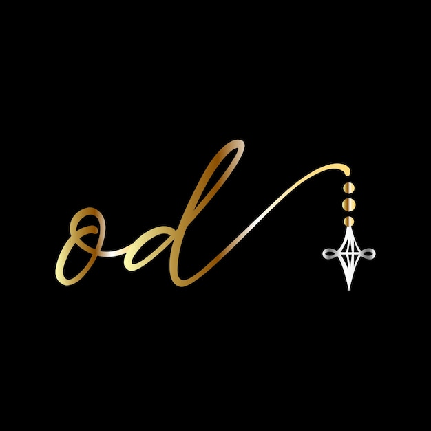 Od initial wedding logo handwriting jewelry logo template vector