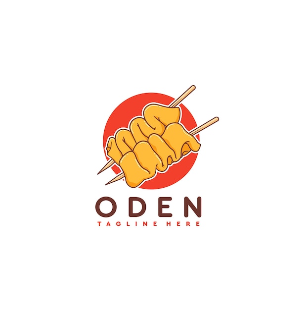 Vector oden korean fish cake hand drawn logo