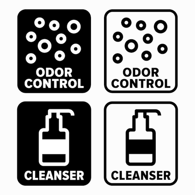 Vettore segni di controllo degli odori e detergente