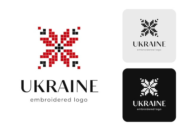 Oekraïens logo in de stijl van volksborduurwerk