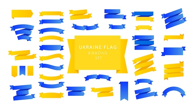 Oekraïense lintensymbolen in blauwe gele ua nationale kleuren op witte vectorillustratie als achtergrond