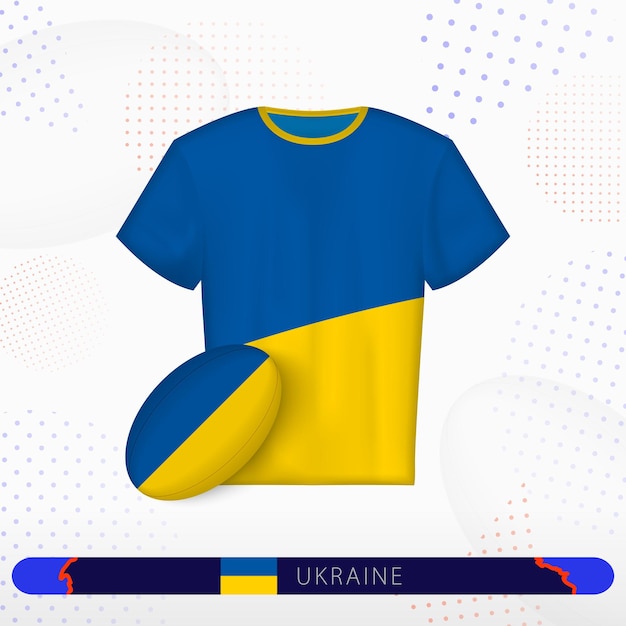 Oekraïense rugby trui met rugbybal van Oekraïne op abstracte sport achtergrond