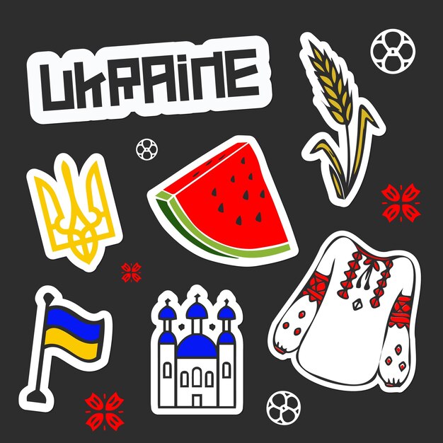 Vector oekraïense stickers ingesteld