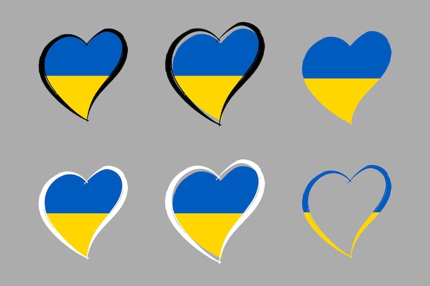 Oekraïense vlag in verschillende variaties Bid voor Oekraïne Bid voor vrede Vector
