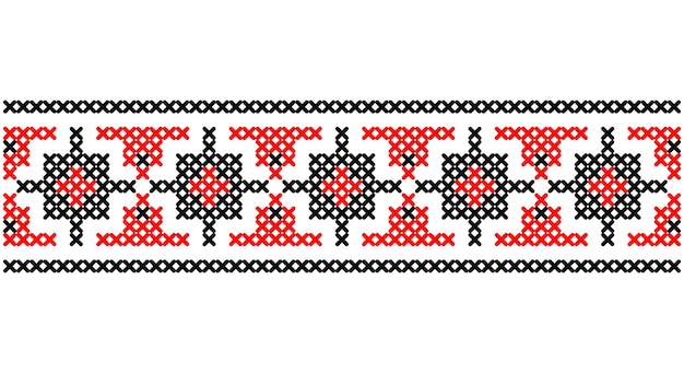 Oekraïense volkskunst vector naadloze patroon retro zwart-wit lang kruissteek ornament geïnspireerd door volkskunst Vyshyvanka Slavische traditionele zwart-wit ornament uit Oost-Europa