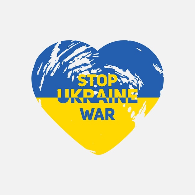 Oekraïne aquarel vlag hart en hand ontwerp met stop oekraïne oorlogsbericht