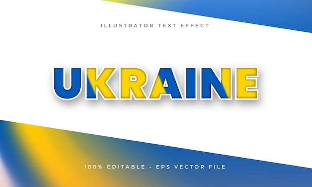 Vector oekraïne bewerkbaar teksteffect met oekraïense vlagtextuur