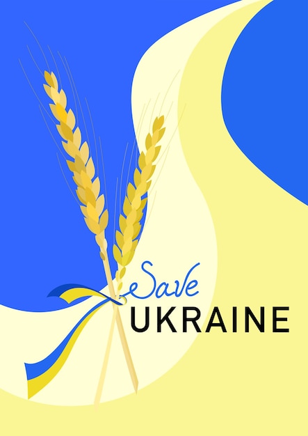 Oekraïne-kaartstandaard met Oekraïne-flyer Vectorillustratie in vlakke stijl