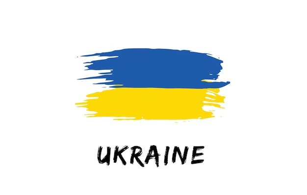 Oekraïne met penseel geschilderde landvlag geschilderde textuur witte achtergrond Nationale dag