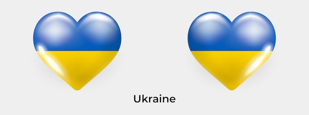 Vector oekraïne vlag glanzende realistische hart pictogram vectorillustratie