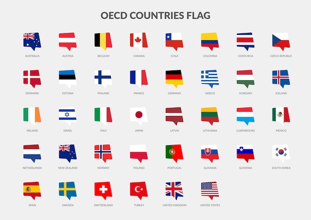 OESO-organisatie voor economische samenwerking en ontwikkelingslanden vlag Chat iconen collectie