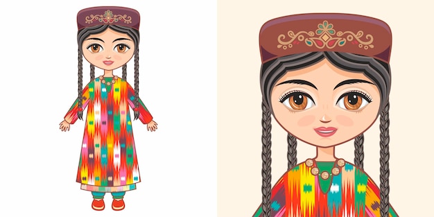 Oezbeekse klederdracht meisje in etnische kleding van oezbekistan