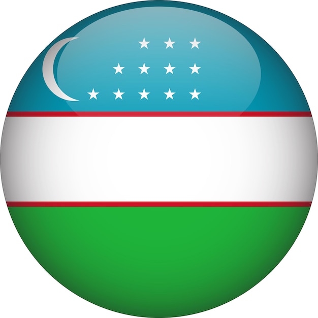 Oezbekistan 3D afgeronde vlag knop