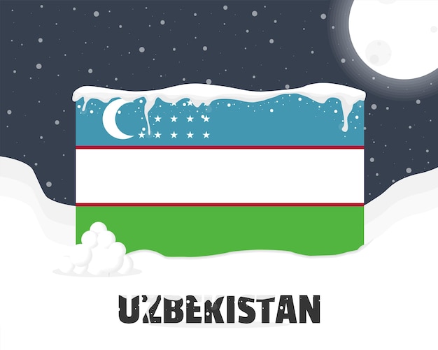 Oezbekistan besneeuwd weerconcept koud weer en sneeuwval weersvoorspelling winter banner idee