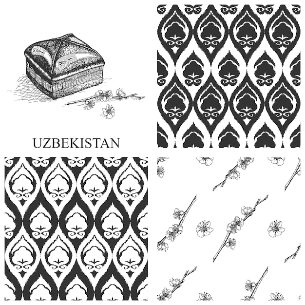 Oezbekistan set patroon scetch