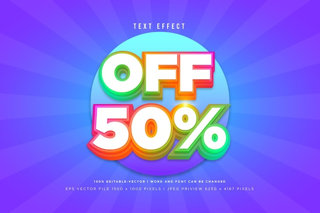 Off 50% 3d text effect on blue background