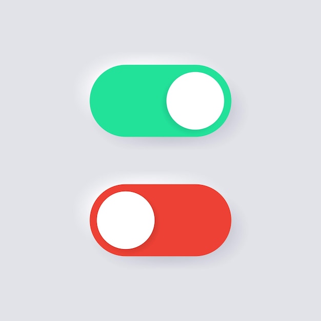 on and off icons in neumorphism toggle switch buttons for apps ui ux design