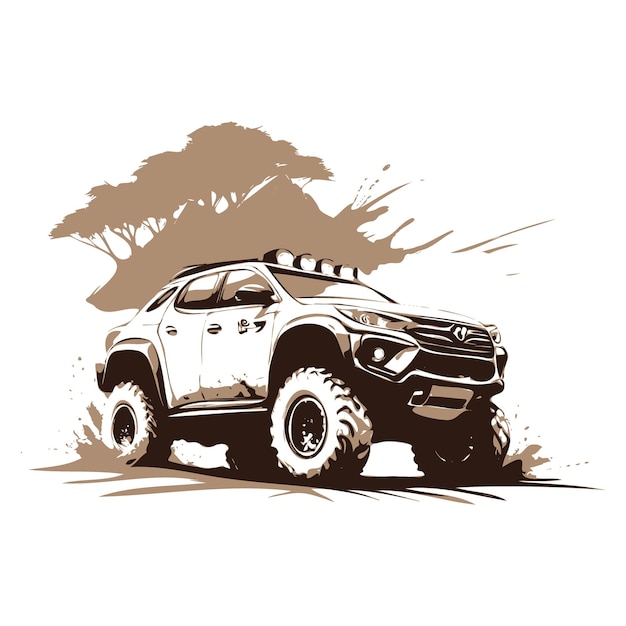 off-road auto met modder illustratie