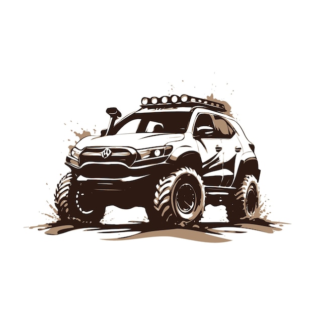 Vector off-road auto met modder illustratie