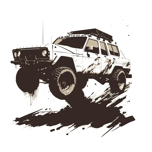 Off-road auto met modderillustratie