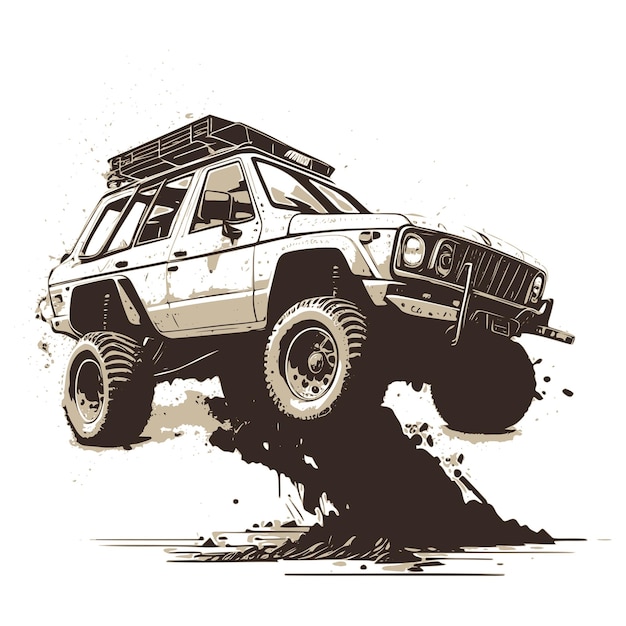 Off-road auto met modderillustratie