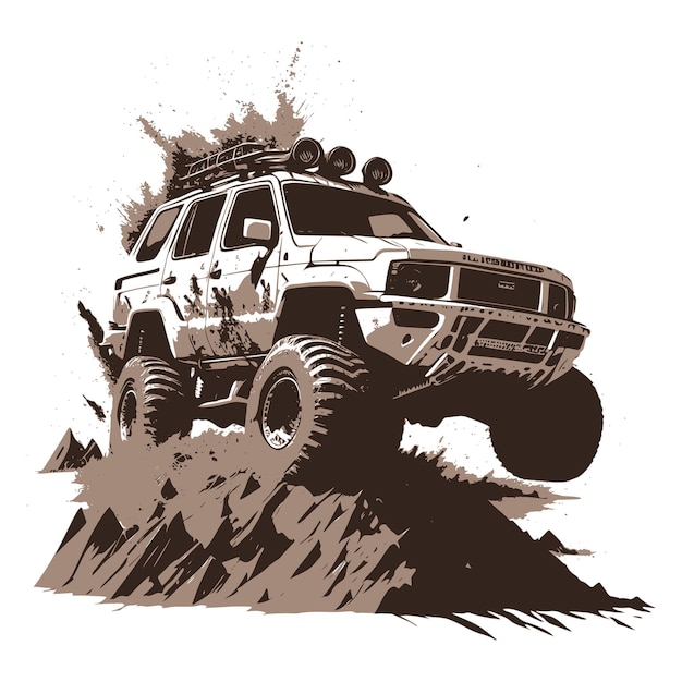 Vector off-road auto met modderillustratie