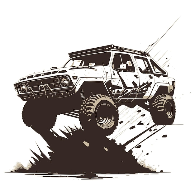 Vector off-road auto met modderillustratie