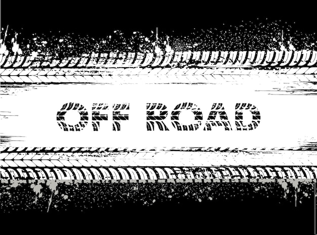 Off-road banden volgen vrachtwagen- en autowielafdrukken