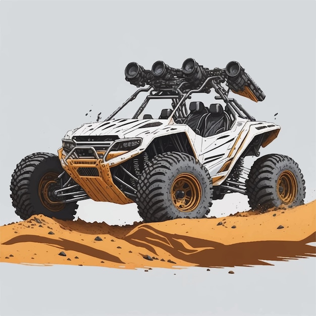 Off-road buggy duin auto 4 x 4 vector illustratie witte achtergrond