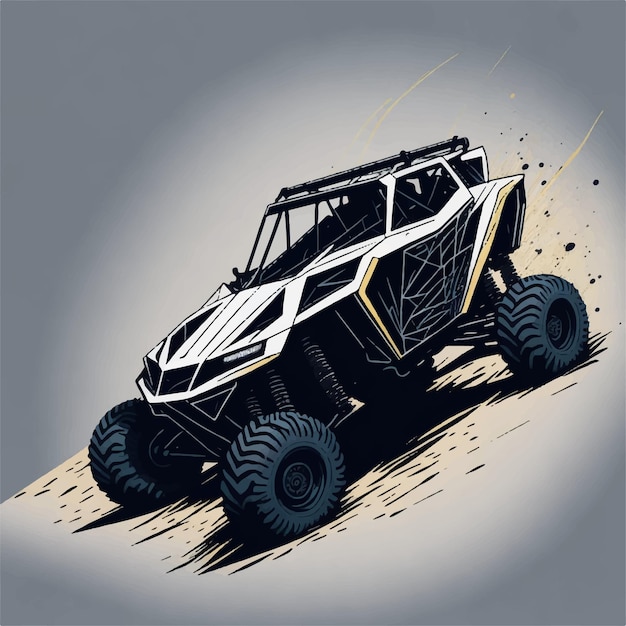 Fuoristrada buggy dune auto 4x4 illustrazione vettoriale sfondo bianco