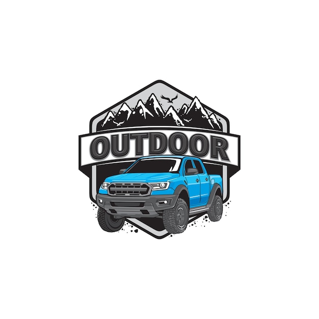 Vector off road car logo in outdoor terrain