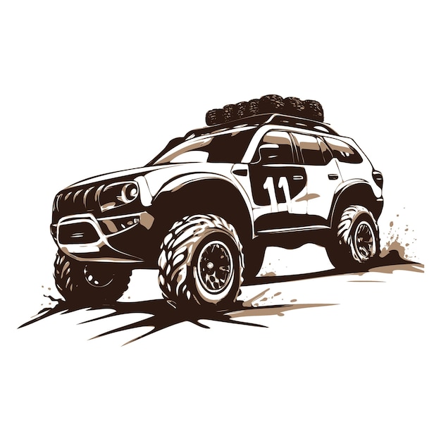 off road car with mud illustration